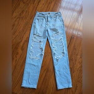 American Eagle Outfitters Light Blue Distressed Straight Leg Jeans